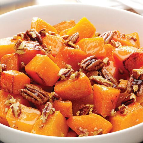 This is a great holiday side dish. A real crowd-pleaser. It’s a way of providing the rich, nutty and sweet flavors that go so well with a turkey, ham or whole roasted fish. The ginger offers a little zing that your menu just might be looking for without straying too far from that classic squash side dish we love on the Thanksgiving table. Ginger Glaze, Butternut Squash Cinnamon, Sweet Potatoes With Marshmallows, Nut Recipes, Holiday Side Dishes, Roasted Butternut, Roasted Butternut Squash, Sweet Potato Recipes, Sweet Potatoes