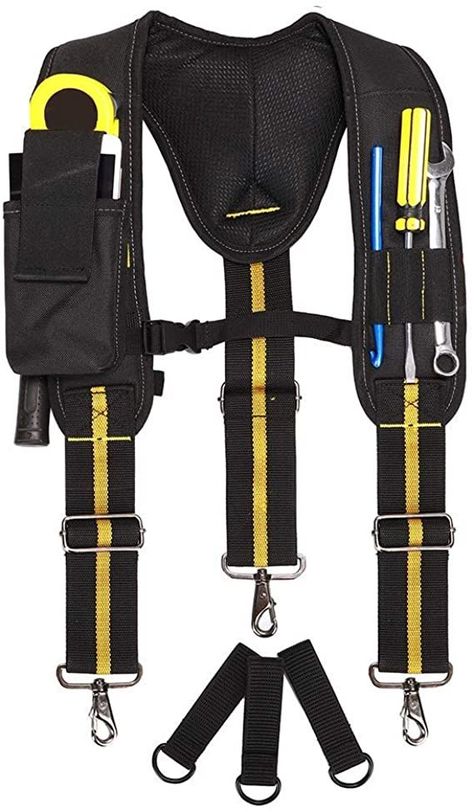 Padded Tool Belt Suspenders,Tool Pouch Suspenders for Men,Heavy Duty Work Suspenders With Phone Pocket Tape Holder Pencil Sleeve Adjustable Straps,Carpenters Electricians Craftsmen Work Suspension Rig Best Tool Belt, Electrician Tool Belt, Belt Suspenders, Carpenter Tool Belt, Electrician Work, Multi Pocket Bag, Needle Nose Pliers, Belt Storage, Tool Belts