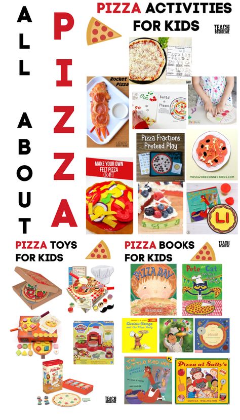 Fun pizza themed activities for kids~ great for preschool or kindergarten lesson! #pizza #preschooltheme #preschool #kindergarten #math #reading #science #teaching #homeschool Pizza Books For Preschool, P Is For Pizza Preschool, Pizza Preschool Theme, Pizza Activities For Preschool, Pizza Preschool, Preschool Pizza, Pizza Activities, Themed Activities For Kids, Pizza Fractions