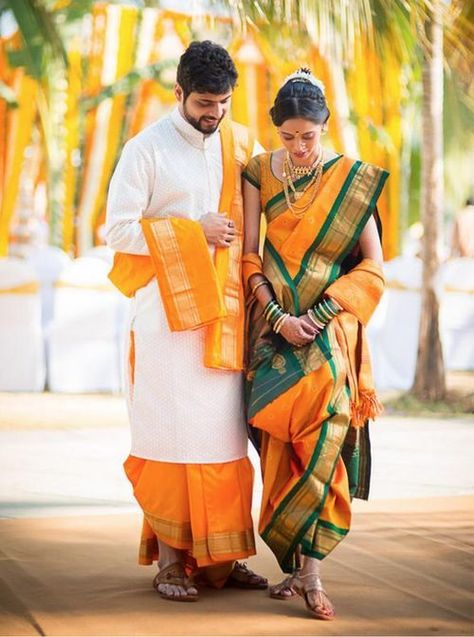 Maharashtrian bride Assamese Dress, Marathi Couple, Famous Clothes, Maharashtrian Bride, Photoshoot Dresses, Marathi Bride, Marathi Wedding, Marriage Ideas, Wedding Outfits For Groom