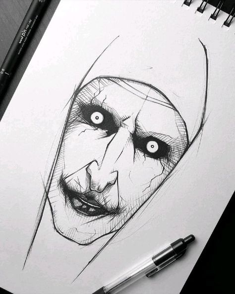 Ghost Pencil Sketch, Black And White Art Drawing Sketching, Money Heist Drawing Pencil, Insidious Drawing, Horror Drawings Pencil Sketch, Scream Drawing, Ghost Sketch, Scary Things To Draw, Woman Drawings