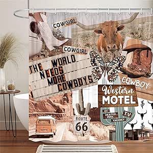 Western Boho Shower Curtain, Funny Rustic Farmhouse Cow Butterfly West Desert Cactus Cowboys Cowgirl Shower Curtain, Western Aztec Shower Curtain Cute Pink Bathroom Accessories with Hooks, 70X70IN Cute Pink Bathroom, Aztec Shower Curtain, Cow Butterfly, Shower Curtain Funny, Pink Bathroom Accessories, Western Aztec, Boho Shower Curtain, Desert Cactus, Pink Bathroom