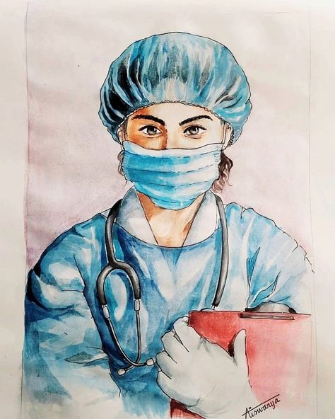 Salute the real heroes ❤ #nurseday #watercolor Doctor Painting, Doctor Drawing, Nurse Day, Doctors Day, Nurses Day, Watercolor Paintings Easy, Small Canvas Art, Watercolor Art Lessons, Real Hero