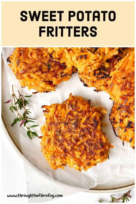 Sweet Potato Fritters Savory Quinoa, Sweet Potato Patties, Weekend Recipe, Low Histamine Foods, Sweet Potato Fritters, Weekend Recipes, Recipe For Fall, Cauliflower Fritters, Fibro Fog