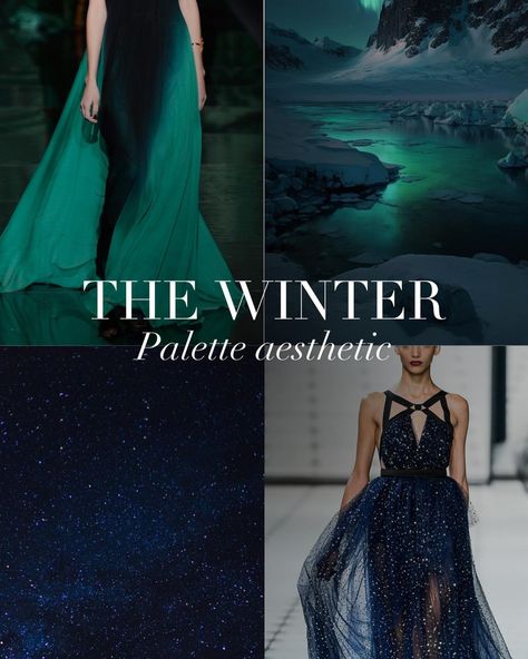 Deep Winter Blue Outfits, Pure Winter Color Palette, Dark Winter Color Palette Clothes, Witchy Capsule Wardrobe, Dark Winter Wardrobe, Veronika Core, Dark Winter Color Palette, Deep Winter Color Palette, Winter Mood Board