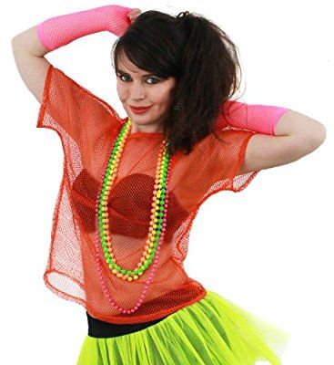 80s Neon Fashion, 80s Themed Outfits, Neon Party Outfits, 1980s Punk, Rave Tshirt, Party Ladies, 80s Costume, Fishnet Top, Neon Fashion