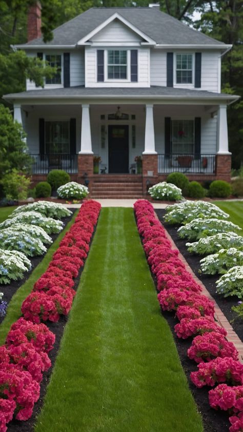 Transform your home's curb appeal with stunning flower beds in front of the house In our latest blog post we share innovative raised ideas that are both beautiful and low maintenance Discover how to create DIY stone flower beds that thrive in full sun using easy perennial plants and charming rustic accents Explore the perfect combination of white rocks and vibrant flowers to elevate your outdoor space Whether you're looking for a simple refresh or a complete garden makeover t Stone Flower Beds, Easy Perennials, White Rocks, Summer Popsicles, Flower Bed Designs, Black Shutters, Garden Makeover, Stone Path, Flower Party