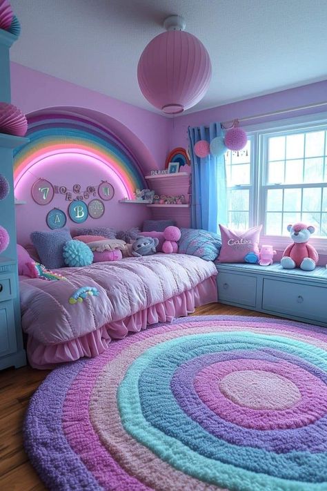 7 Year Girls Bedroom, Bedroom For 5 Year Girl, Kids Bedrooms Girls Dream Rooms, Bedroom Ideas For 7 Year Girl, Pink Purple Girls Bedroom, Girly Kids Room, Lilac Bedroom Ideas Kids, Purple Girls Room Ideas, Room Ideas For Girls 7-8