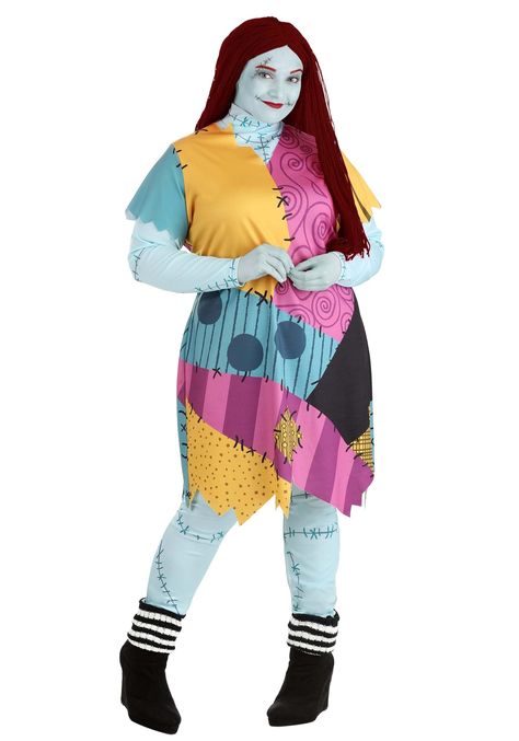 PRICES MAY VARY. PLUS SIZE FIT: This Nightmare Before Christmas Plus Size Sally Costume for Women comes in sizes 1X to 5X making for a comfortable and flattering fit. COMPLETE COSTUME SET: This Disney Nightmare Before Christmas Plus Size Sally Costume includes a high-quality Sally dress, printed leggings, a custom yarn wig, and a pair of oversized leg warmers. OFFICIAL DISNEY COLLABORATION: As fans of the iconic film, we're thrilled to partner with Disney to bring you this amazing Sally costume. Outfits For Characters, Nightmare Before Christmas Costume, Sally Dress, Sally Costume, Yarn Wig, Disney Nightmare Before Christmas, Costume For Women, Dress Sleeve Length, Eyes Open