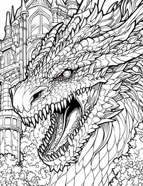 Dragon Lineart, Dragon Coloring Pages For Adults, Lilly Drawing, Colouring Patterns, Adult Color By Number, Tattoo 2023, Coloring Books For Kids, Dragon Coloring, Coloring Pages Winter