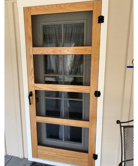 Coppa Woodworking Wood Screen Doors How To Build A Screen Door Wood, Modern Farmhouse Screen Door, Diy Wooden Screen Door, Diy Screen Door Easy, Wooden Screen Door Ideas, Screen Door Diy, Build A Screen Door, Screen Door Ideas, Screen Door Projects