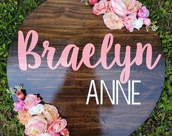 Name Nursery Sign, Floral Name Sign, Sweet Baby Names, Floral Signs, Nursery Name Sign, Wooden Name Signs, Unique Baby Names, Baby Name Signs