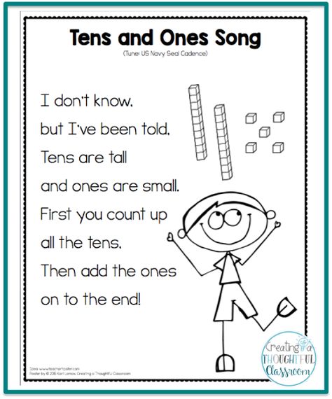 Have you seen the video, Teacher Tipster Place Value Song? It's great! That's why a number of bloggers have shared how they have done a Place Value Boot Camp in their classes. Well, that concept is pr 10s And 1s First Grade, Addition Songs First Grade, How To Make Teaching Fun, Tens And Units Activities, Tens And Ones Activities, Place Value Song, Place Value Tens And Ones, Teaching Place Value, Math Songs