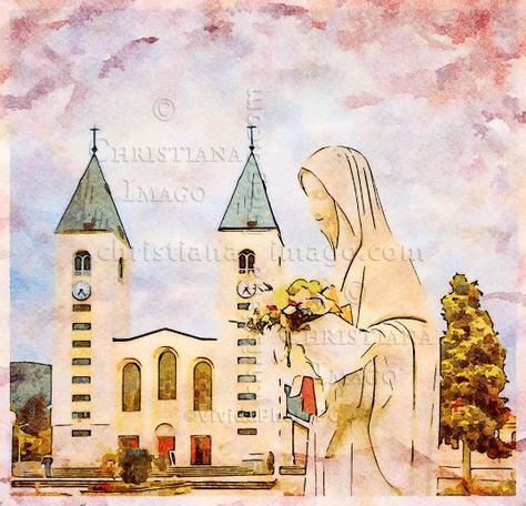 Inspiring illustration: watercolor of The Blessed Virgin Mary. Get this illustration for your blogs, articles, events or project https://www.christianaimago.com/stock-photo/illustration-of-the-blessed-virgin-mary-201/ . #ChristianaImago #Catholics #Christian #StockPhotos #illustration #Watercolor #TheBlessedVirginMary #Medjugorje Inspiring Illustration, Virgin Mary Statue, The Blessed Virgin Mary, Mary Statue, Illustration Watercolor, Painting Inspo, Blessed Virgin, Blessed Virgin Mary, Mother Mary