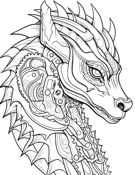 Dragon Coloring Pages - bring out your inner artist with these free printable dragon coloring pages. Choose from a variety of designs, including cute cartoon dragons, fierce fire-breathing dragons, and majestic winged dragons. Perfect for kids of all ages, these coloring pages are a fun and creative way to spend an…#Mandalas #Adult_Coloring_Pages_Free_Printable #Coloring_Pages_Printable_Free #Steampunk_Coloring_Book Cute Dinosaur Coloring Pages, Adult Coloring Pages Free Printable, Steampunk Coloring Book, Steampunk Coloring, Steampunk Dragon, Tattoo Coloring Book, Dragon Coloring, Adult Colouring Printables, Mechanical Parts