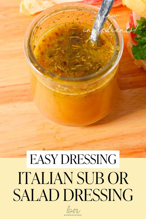 Sub Sandwich Dressing Recipe, Sandwich Oil Recipe, Italian Sub Dressing, Submarine Sauce Recipe, Sub Dressing Recipe, Sandwich Dressing Recipe, Balsamic Vinaigrette Dressing Recipe, Homemade Italian Dressing, Italian Sub