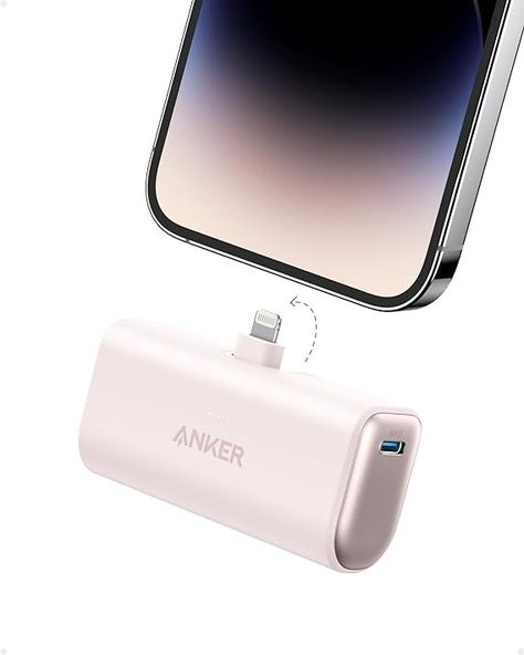 Amazon.com: Anker Nano Portable Charger for iPhone, with Built-in MFi Certified Lightning Connector, Power Bank 5,000mAh 12W, Compatible with iPhone 14/14 Pro / 14 Plus, iPhone 13 and 12 Series (Pink) : Cell Phones & Accessories Anker Portable Charger, Pink Iphone Charger, Apple Portable Charger, Pink Portable Charger, Gift Wishlist Ideas, Iphone Power Bank, Wish List Ideas, Christmas Wishlist Ideas, Anker Power Bank