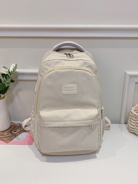 Beige Cool   Nylon  Functional Backpack    Women Bags Mini Backpack Aesthetic, School Necessities, Aesthetic Backpack, Functional Backpack, Aesthetic Bags, Backpack Women, Backpack Sport, Llbean Backpack, Mini Backpack