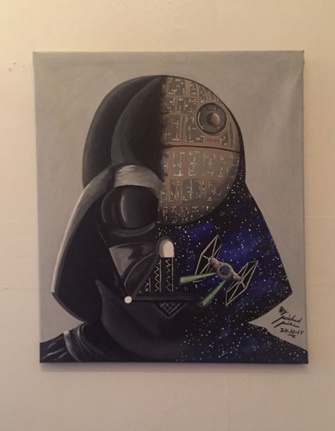 Darth Vader Acrylic Painting, Darth Vader Painting Canvases, Darth Vader Painting, Darth Vader Face, Star Wars Helmet, Star Wars Painting, Painting Canvases, Cute Canvas Paintings, Pop Culture Art