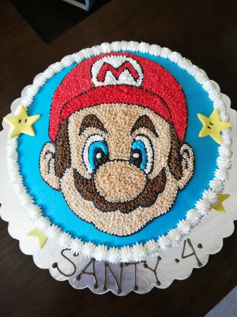 Mario Ice Cream Cake, Super Mario Cookie Cake, Simple Super Mario Birthday Cake, Supermario Cakes Simple, Mario Cookie Cake, Luigi Cake, Comic Cake, Mario Birthday Cake, Mario Bros Cake