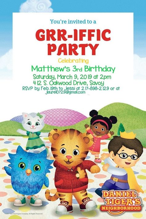 Daniel Tiger Invitations, Daniel Tigers Neighborhood Birthday Party, Daniel Tiger Party, Daniel Tiger Birthday Party, Tiger Birthday Party, Neighborhood Party, Tiger Birthday, Daniel Tiger's Neighborhood, Daniel Tiger