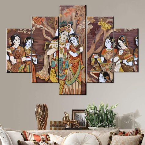 House Decorations Living Room, Painting Radha Krishna, Gods Painting, Decorations Living Room, Painting Canvases, Krishna Radha Painting, Radha Krishna Pictures, House Decorations, Krishna Painting