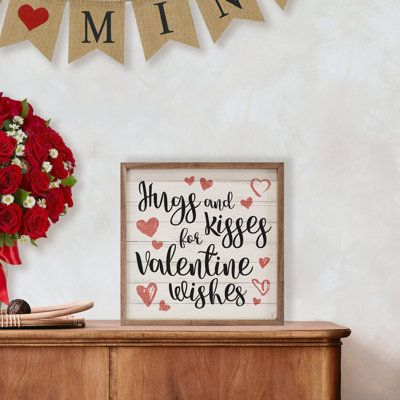 Accent your home with real wood wall décor. Unique walnut framed pieces add depth and interest to any room. Size: 16" H x 16" W | Trinx Valentine Wishes Hearts - Picture Frame Graphic Art on Wood in Black / Brown / Red | 16 H x 16 W x 1.5 D in | Wayfair | Home Decor Valentine Craft Decorations, Heart Picture Frame, Valentine Craft, Valentine Wishes, Valentines Crafts, Diy Valentines Decorations, Craft Decorations, Blue Picture Frames, Valentines Decorations