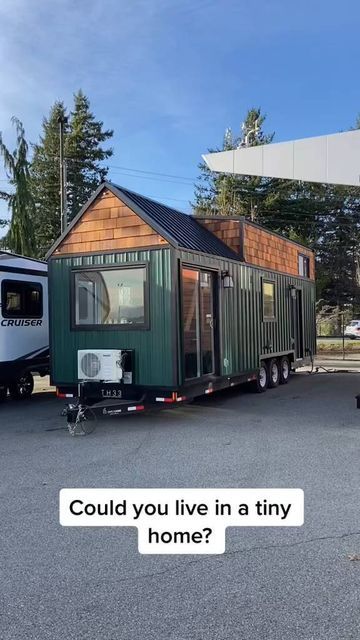 Small House Trailer, Long Tiny House, Laundry Counter, Tiny Homes On Wheels, Homes On Wheels, Tiny House Living Room, Tiny Kitchen Design, Tiny House Luxury, Diy Tiny House