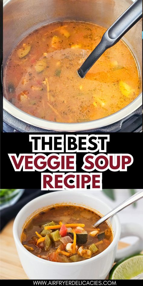 A bowl of vibrant Mexican vegetable soup made in the Instant Pot, served with lime and cilantro. Best Veggie Soup, Chicken Minestrone Soup Recipe, Mexican Vegetable Soup, Quick Soups, Healthy Vegetable Soup, Mexican Vegetables, Veggie Soup Recipes, Naan Pizza Recipes, Instant Pot Mexican