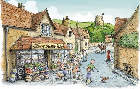 22 of the best village shops in Britain, from the West Country to the Western Isles Village Square, Animals And People, Isle Of Arran, Village Shop, English Village, Traditional Ink, Shop Illustration, West Country, Village Life