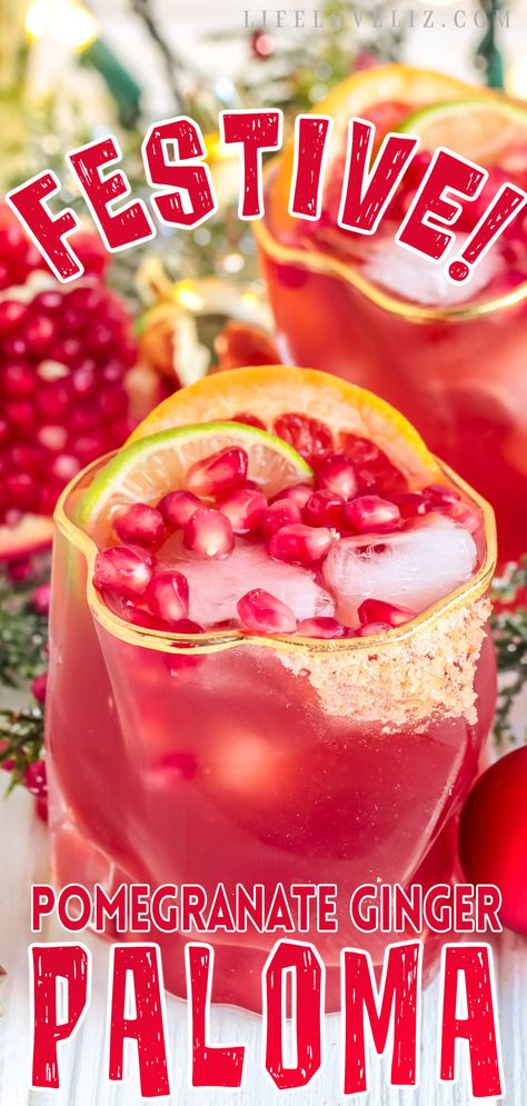 This festive pomegranate ginger paloma recipe is perfect for Christmas parties or gatherings! It’s an easy to make ,holiday cocktail. Spicy Pomegranate Ginger Paloma, Pomegranate Ginger Paloma, Pomegranate Tequila, Blood Orange Cocktail, Paloma Recipe, Easy To Make Cocktails, Spicy Cocktail, Most Popular Cocktails, Cider Cocktails