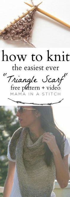 How To Knit An Easy Triangle Wrap via @MamaInAStitch Crochet Scarf Easy, Knitted Shawl, Shawl Patterns, Triangle Scarf, Easy Knitting Patterns, How To Purl Knit, How To Knit, Knitting Tutorial, Free Knitting Pattern