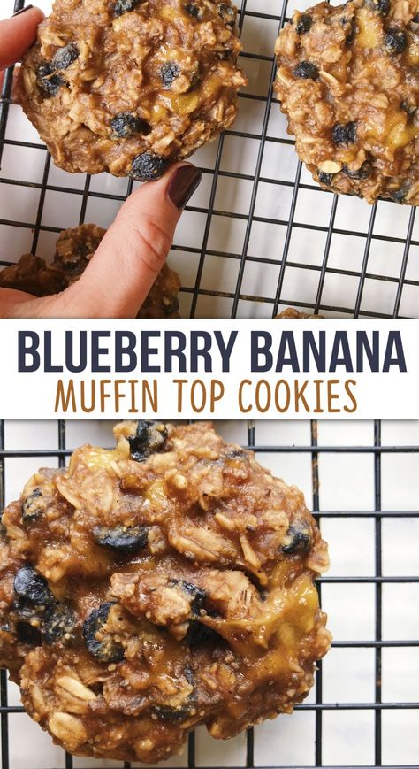 Muffin Top Cookies, Muffin Top Recipes, Blueberry Oatmeal Cookies, Banana Breakfast Cookie, Ripe Banana Recipe, Healthy Banana Muffins, Oatmeal Breakfast Cookies, Banana Blueberry Muffins, Banana Muffin