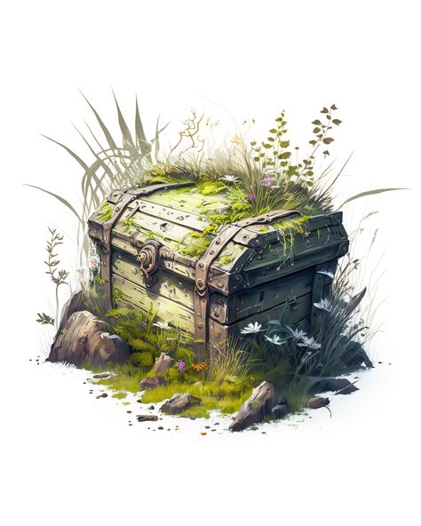 Treasure Chest Tattoo Design, Art Wood Ideas, Fantasy Concept Art Environment, Concept Art Forest, Stylized Environment Concept Art, Environment Props Concept Art, Environmental Concept Art, Treasure Chest Concept Art, Stylized Forest Concept Art