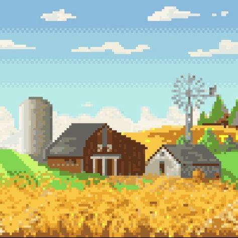 Painted this on the app pixel art a while back, let me know what you think. Pi Art, Farm Games, Pixel Art Games, Farm Art, Pixel Art Design, Island Girl, What You Think, Art Videos, Game Design