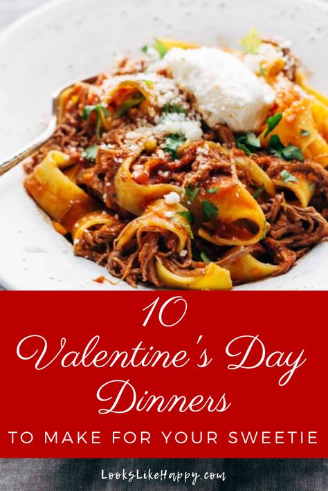 10 Valentine's Day Dinners to Make for Your Sweetie - your love will love these dinners that are a little extra, but not hard to make!  #valentinesday #valentinesdinner Special Occasion Dinner Recipes, Recipes Valentines Day, Family Valentines Dinner, Valentine Dinner Party, Valentines Food Dinner, Special Occasion Dinner, 3 Course Meals, Dinner Party Menu, Dinners To Make