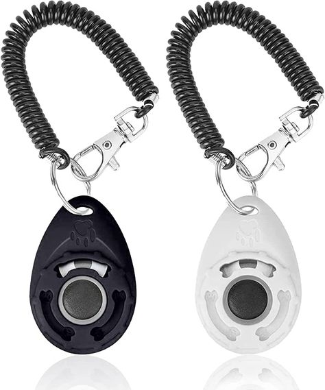 Acehome 2 Pack Dog Training Clicker with Wrist Strap, Pet Training Clicker with Big Button Effective Behavioral Training Tool for Cats Birds Puppy Recall (Black & White) : Amazon.co.uk: Pet Supplies Dog Clicker, Dog Clicker Training, Dog Training Tools, House Training Dogs, Foster Dog, Treat Pouch, Plush Dog Toys, Animal Behavior, Popular Dog