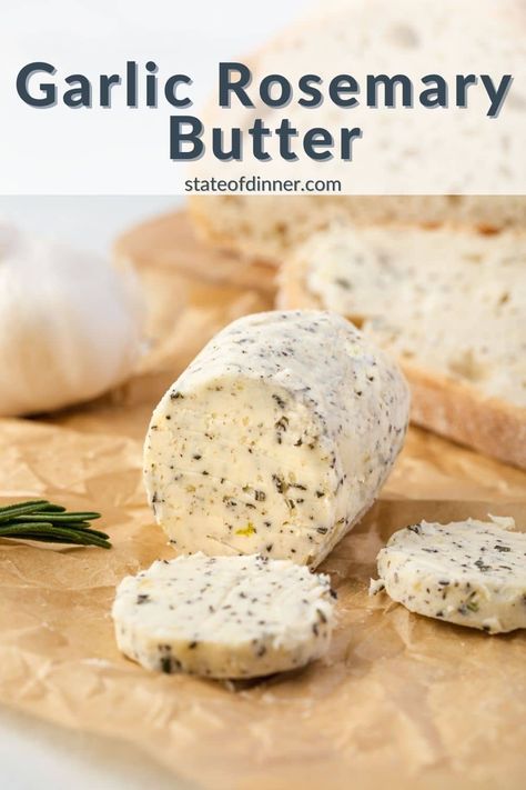 Garlic Rosemary Butter is a compound butter made with fresh herbs. It is simple to make and is an excellent way to add amazing flavor to steaks, poultry, and roasted vegetables. Rosemary Butter, Flavored Butter Recipes, Compound Butter Recipe, Herb Butter Recipe, Butter Recipes Homemade, Homemade Garlic Butter, Seasoned Butter, Infused Butter, Spend With Pennies