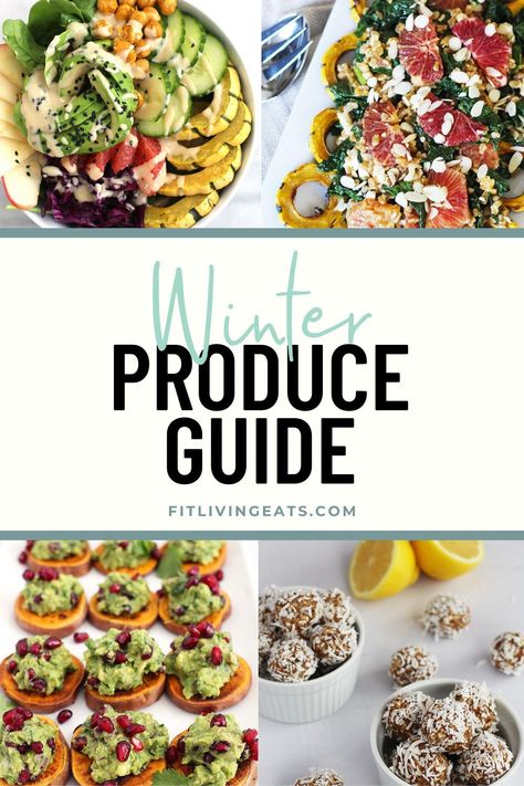 What’s in season? Winter produce guide to help you shop seasonally at the grocery store, plus recipes to inspire you in the kitchen. Get the full details >> https://fitlivingeats.com/whats-in-season-winter-produce-guide #seasonal #inseason #winter #holiday #budget #healthy #nutrition Winter Produce Guide, Winter Seasonal Food, December Food, Winter Produce, Winter Kitchen, Winter Foods, Holiday Fruit, Retro Desserts, Healthy Appetizer