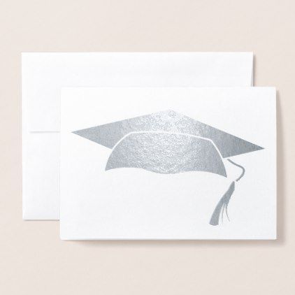 Graduation Cap Silver Foil Card - college graduation gift idea cyo custom customize personalize special 2022 Graduation, 2023 Graduation, Foil Card, Silver Paper, College Graduation Gifts, Foil Cards, Graduation Cards, High School Graduation, Metallic Foil