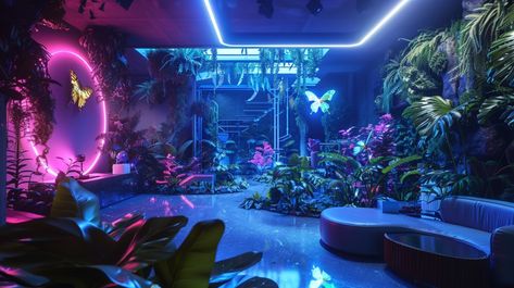 15 Cyberpunk Neon Room Designs - Marry Design Cyberpunk Interior Design, Tech Home Office, Futuristic Living Room, Eclectic Room Design, Cyberpunk Interior, Cyberpunk Room, Minimalist Home Office, Car Game, Coastal Room