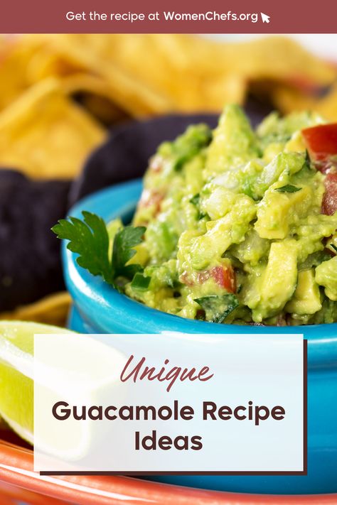 Fresh guacamole in a blue bowl with chips, "Unique Guacamole Recipe Ideas" text. Ina Garten Guacamole Recipe, Guacamole Recipes, Guacamole Salad, Ranch Burgers, Barefoot Contessa Recipes, Salmon Tacos, Ina Garten Recipes, Avocado Dip, Savory Chicken