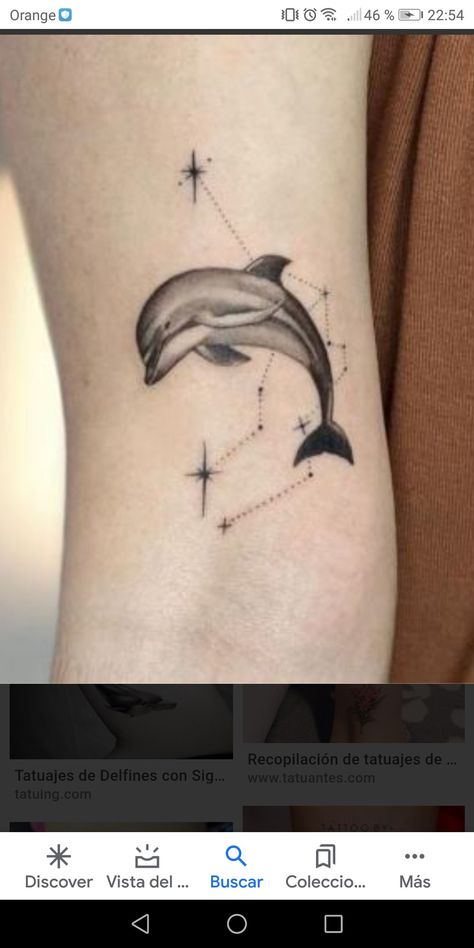 Dolphin Tattoo Design, Tattoo Profile, Left Hand Tattoo, Pearl Tattoo, Dolphin Tattoo, Mum Tattoo, Ankle Tat, Dolphins Tattoo, Small Girly Tattoos