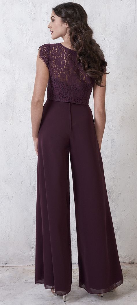 Bridesmaids Pants, Wedding Pants Outfit, Western Wedding Outfits Guest, Bridesmaid Pants, Wedding Guest Pants, Wedding Shower Dress, Alternative Bridesmaid, Classy Jumpsuit Outfits, Eggplant Dress