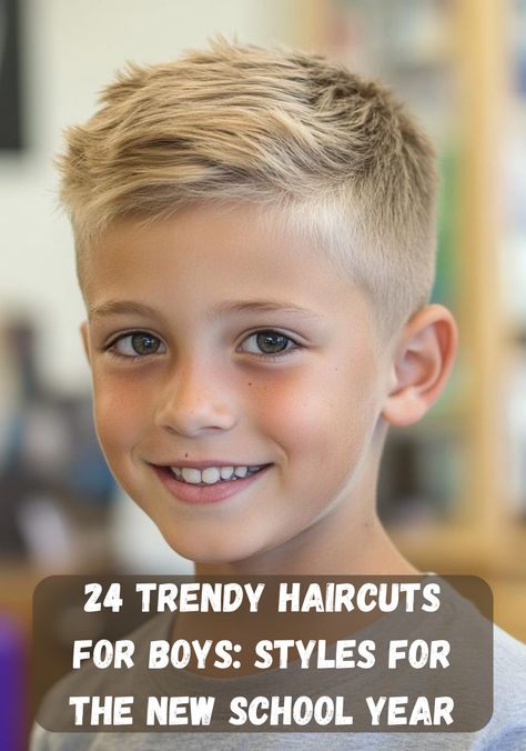 Discover the latest trendy haircuts for boys. From classic to modern, these 24 styles will help boys look their best as they head back to school. Boys Trending Haircuts 2024, Cool Kids Hairstyles Boys, Boy Mow Hawk, Best Boy Haircuts 2024, Longer Hair Boys Haircuts, 2025 Boys Haircuts, Trendy Little Boy Haircuts, Boys Haircut Short Sides, Haircuts For 3 Year Boy