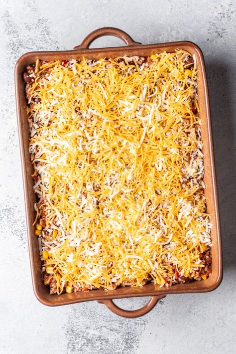 Rice Taco Bake, Turkey Taco Bake, Ground Turkey And Rice, Turkey And Rice, Chili Bake, Baked Tacos Recipe, Turkey Spices, Ground Turkey Recipes Healthy, Turkey Taco