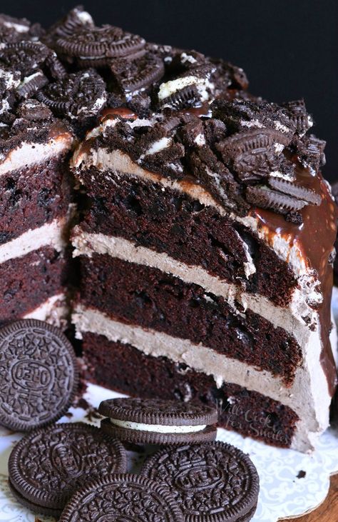 Oreo Icing, Oreo Torte, Oreo Birthday Cake, Chocolate Cake Recipes, Chocolate Oreo Cake, Oreo Cream, Amazing Chocolate Cake Recipe, Chocolate Oreo, Salty Cake