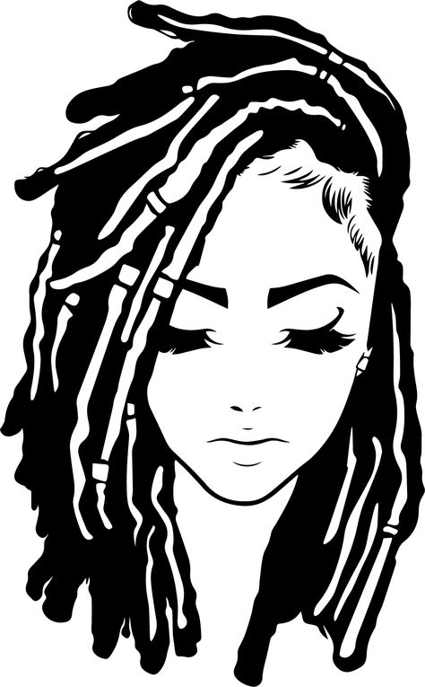 Dreadlocks Drawing, Lock Drawing, Rasta Girl, Black Woman Silhouette, Dreadlocks Girl, Pin Up Girl Tattoo, Queen Drawing, Natural Hair Woman, Dreads Girl