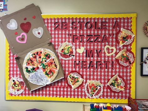 Valentine’s bulletin board #pizza so cute!!! Valentines Cafeteria Bulletin Board, Pizza My Heart Bulletin Board, Pizza Bulletin Board, Valentine School Bulletin Board Ideas, Pizza Bulletin Board Ideas, Valentine Bulletin Boards For School, Valentine’s Day Board, Valentines Boards Bulletin, February Bulletin Board Ideas Preschool