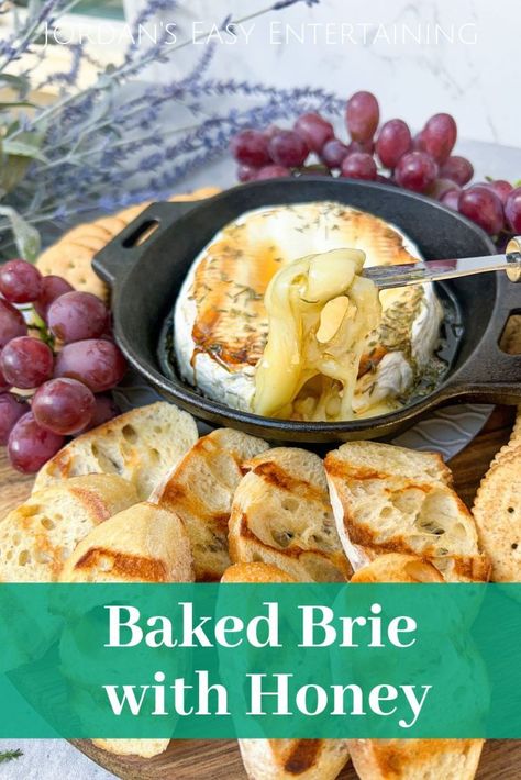 This baked brie with honey recipe is one of those easy party appetizers full of ooey gooey cheesy goodness, topped with sweet drizzly golden honey and just a touch of savory flavor. Brie Recipes Sweet, Brie Honey Recipes, Brie Cheese And Honey, Brie Cheese With Honey, Honey Brie Bake, Brie Cheese Recipes Baked Honey, Honey Brie Appetizer, Brie And Honey Appetizer, Baked Bree Appetizers